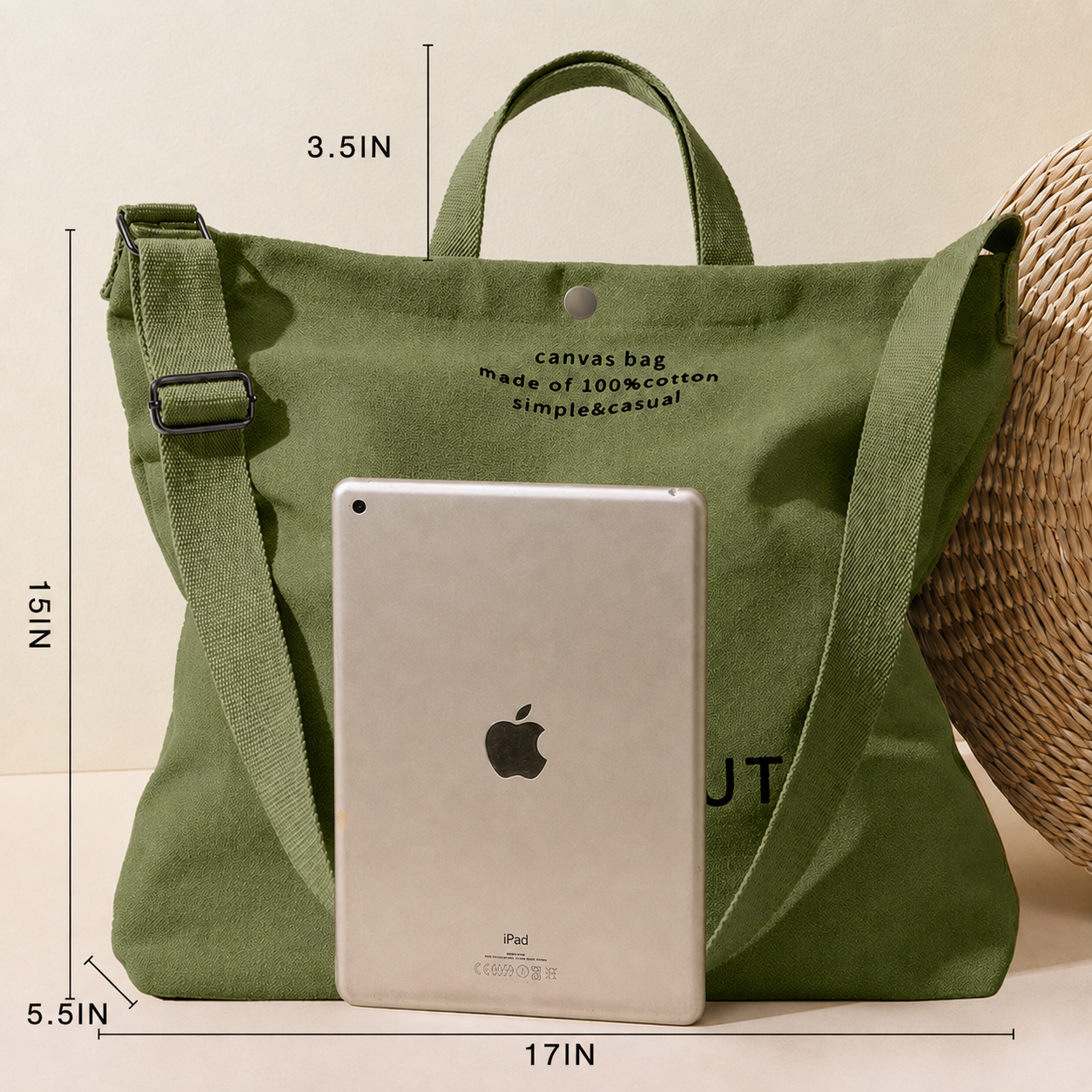Large Capacity Canvas Tote Bag