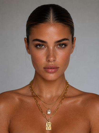 Layered Face Portrait Necklace For Women