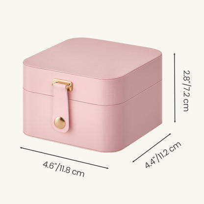 Pink jewelry organizer measuring approximately 11.2 × 11.8 × 7.2 centimeters.