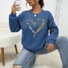Leopard Wild Heart Pattern Print Female Sweatshirt Street Fur-Liner Pullovers Hipster Clothing All-Match Crewneck Tracksuit